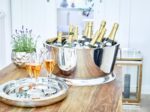 Champagnerkühler Michigan mit Griffen, Edelstahl hochglanzpoliert, doppelwandig, ø 53 cm, H 24 cm