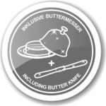 Butterdose Mista 13x18 cm, H 8 cm, Glaseinsatz, edel versilbert, mit Buttermesser