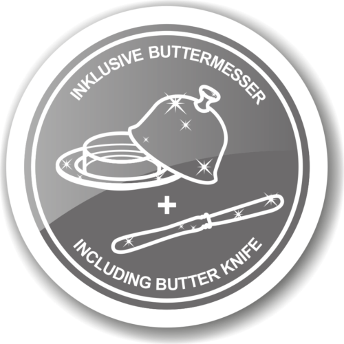 Butterdose Fasan 13x18 cm, H 9 cm, Glaseinsatz, edel versilbert, mit Buttermesser